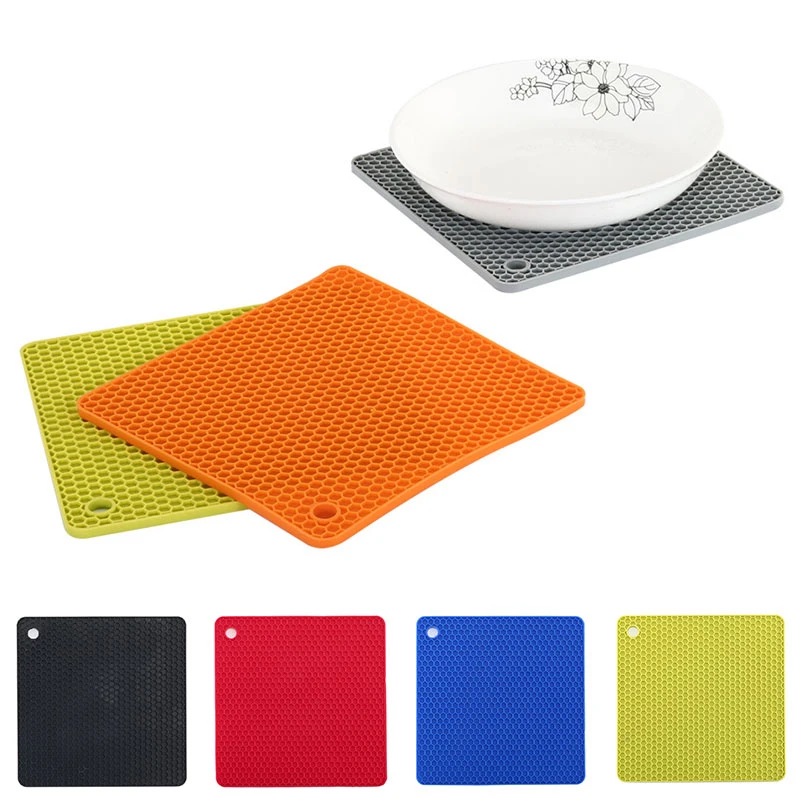 

Silicone Pot Holder jar Opener spoon Rest and Garlic Peeler Flexible Durable Dishwasher Safe Honeycomb Heat Resistant Hot Pads