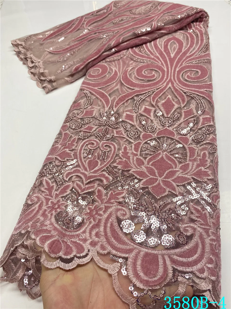 

Детские розовые бархатные кружевные ткани, Африканское кружево с блестками, французский тюль, Сетчатое кружево для нигерийской свадьбы, Се...