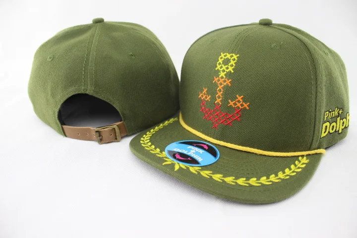 Армейский зеленый Высокое качество,,, Розовый дельфин, бренд snapback, бейсболка, Розовый дельфин, Леопардовый ремешок, шляпа для мужчин и женщин - Цвет: Армейский зеленый