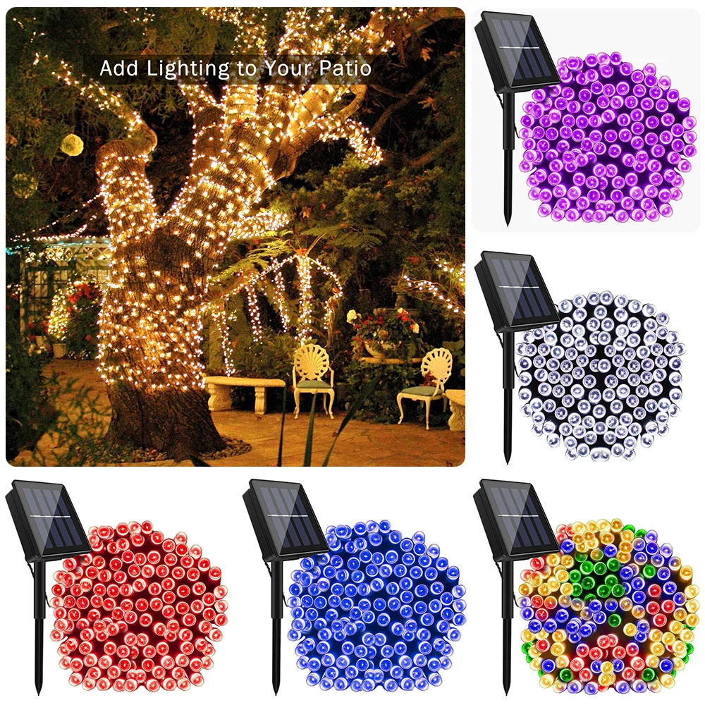 

Outdoors Solar String Light 300LED Solar Lamp Waterproof Gardens Wedding Party Valentines Christmas Tree Homes Christmas Lights