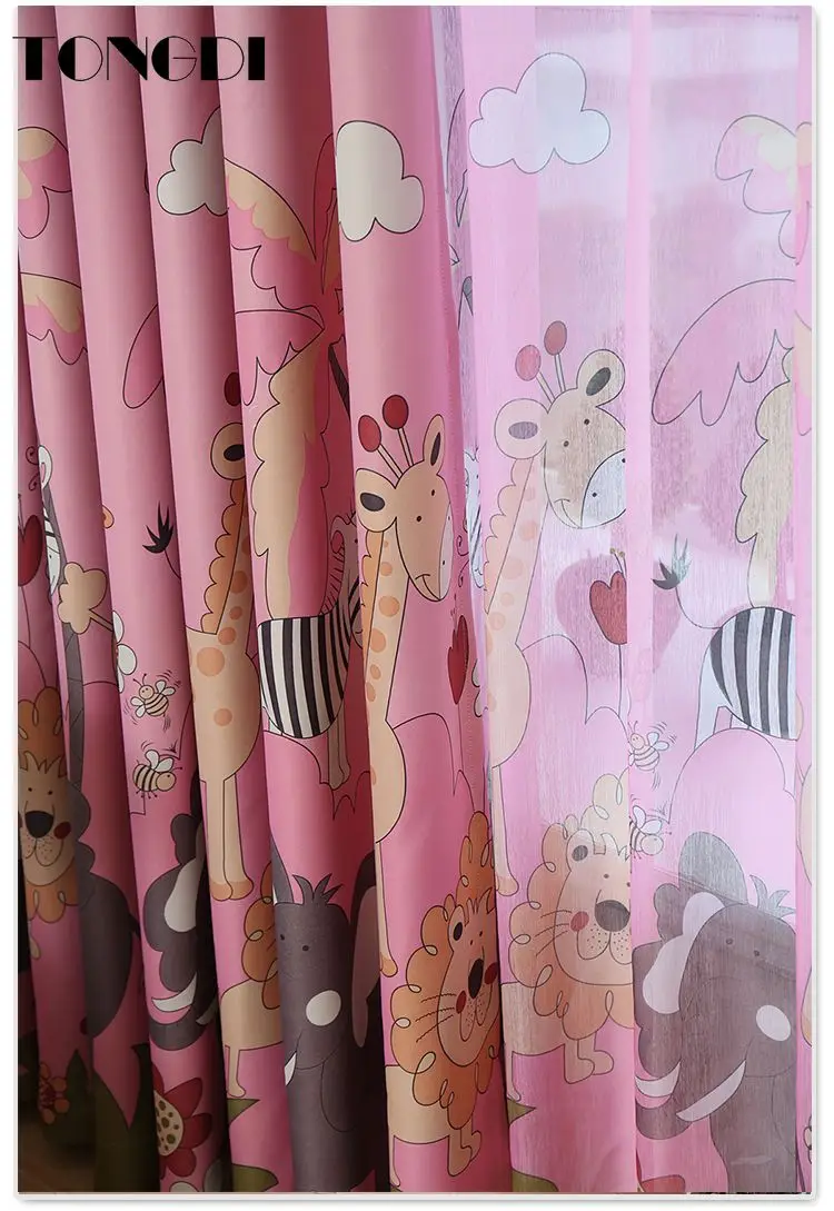 Светонепроницаемые шторы TONGDI с принтом занавески милыми мультяшными животными