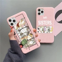 funny cartoon cat bff phone case for iphone 13 12 11 pro max mini xs 8 7 6 6s plus x se 2020 xr matte candy pink silicone cover