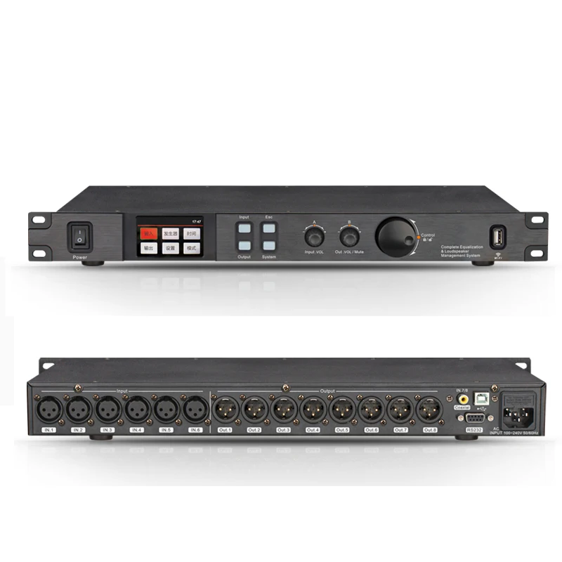 Цифровой аудиопроцессор 8 входов выходов профессиональный DSP с аудио микшером и