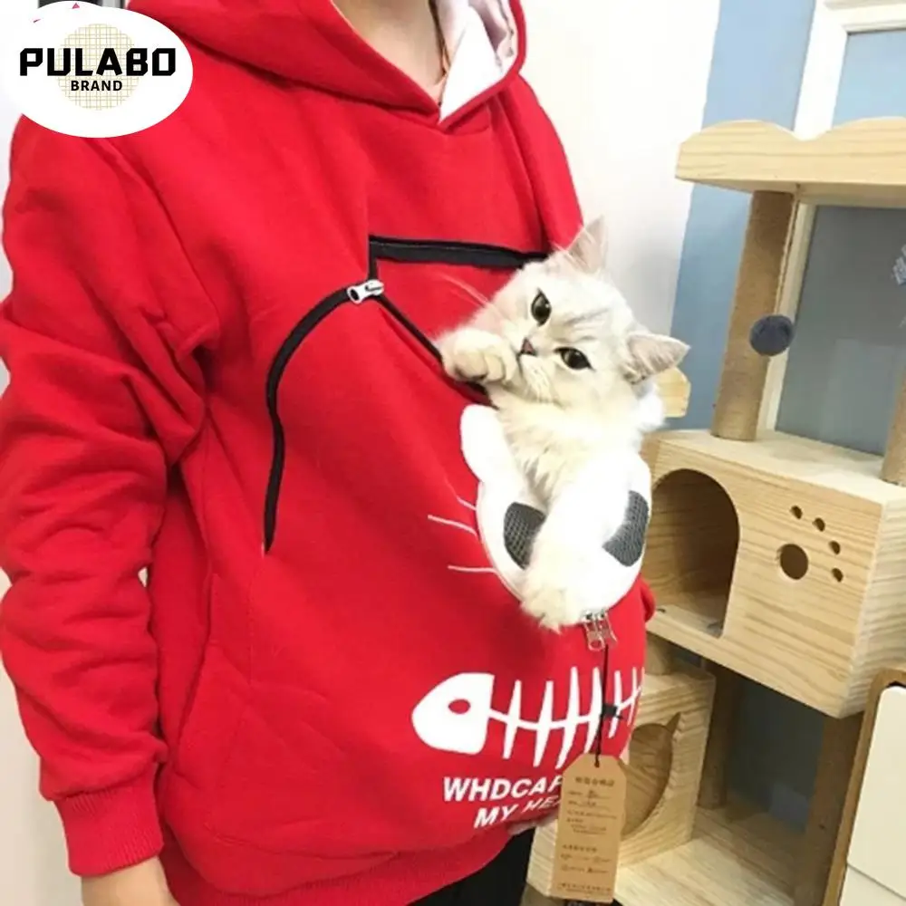 Капюшон с капюшоном для влюбленных кошек свитшот в виде кошек-кенгуру собаки