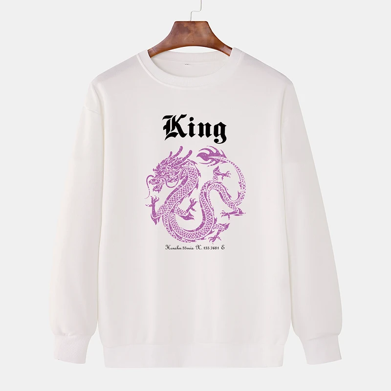 

Trendy Dragon King printed men's new China dragon travel versatile autumn and winter lovers' casual hoodless Pullover