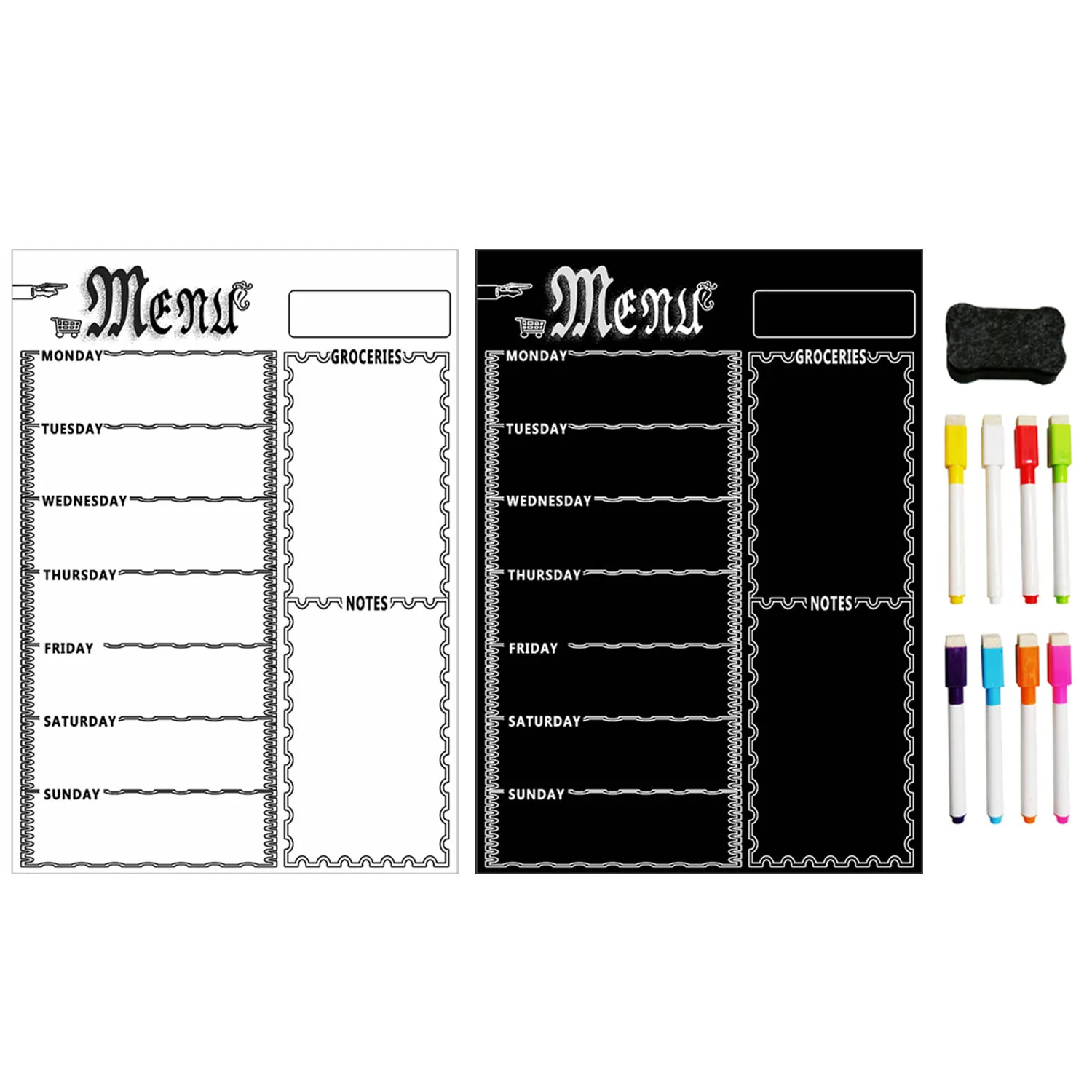 Магнитная доска для меню кухонная холодильника с 8 цветными меловыми маркерами