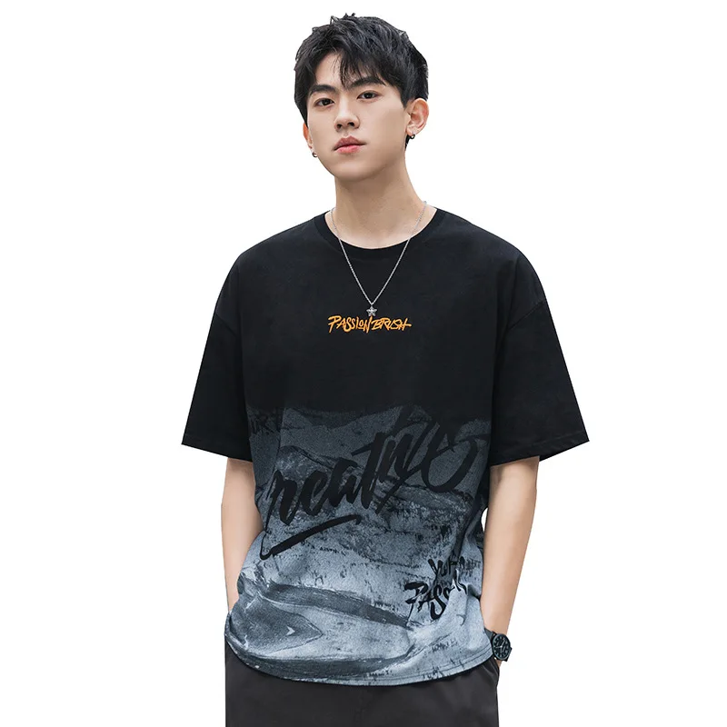 

Новинка лета 2021, Мужская футболка из чистого хлопка, Мужская свободная Молодежная Футболка с коротким рукавом, одежда для мужчин