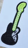 hot guitar punk rock green black creative badges amazing embroidered iron on patch applique %e2%89%88 3 3 9 4 cm