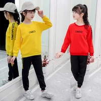 2021 kids girls clothes sets long sleeve t shirts pants 2pcs autumn childrens clothing teenage girls suits 5 7 8 10 12 years