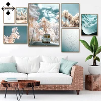 beautiful scenery landscape picture pink nordic wall art poster floating reeds canvas painting no frame decoration home interior