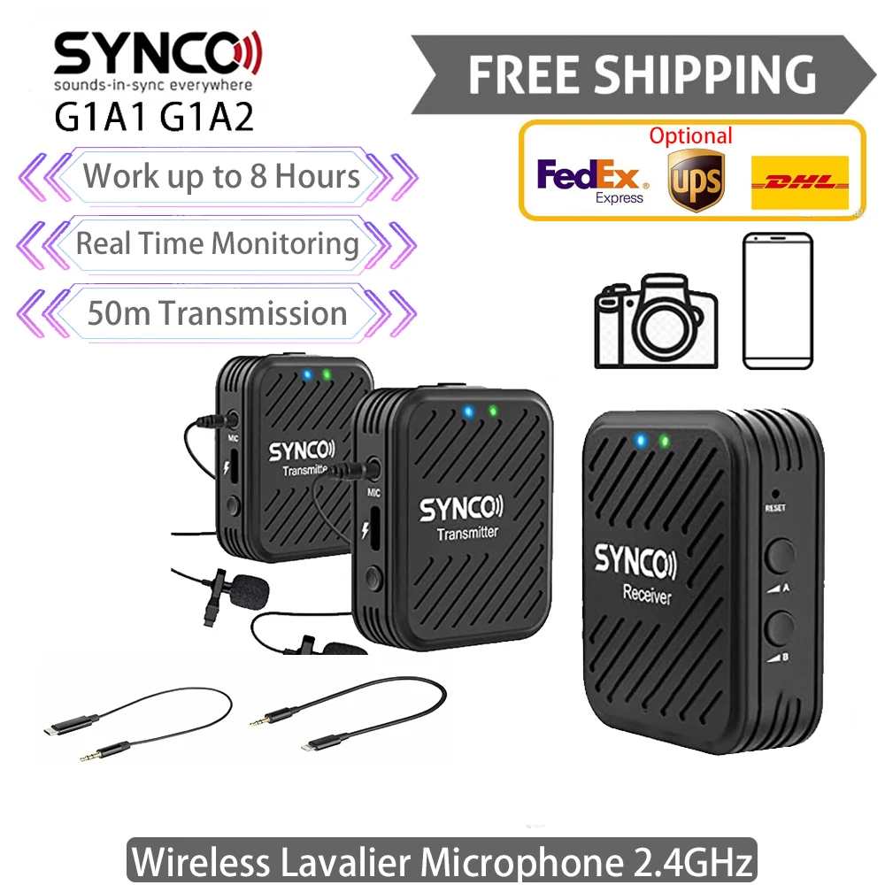 

Беспроводная петличная микрофонная система SYNCO G1 G2 A1 A2 G1A1 G1A2 G2A1 G2A2 для смартфона ноутбука DSLR планшета видеокамеры регистратора