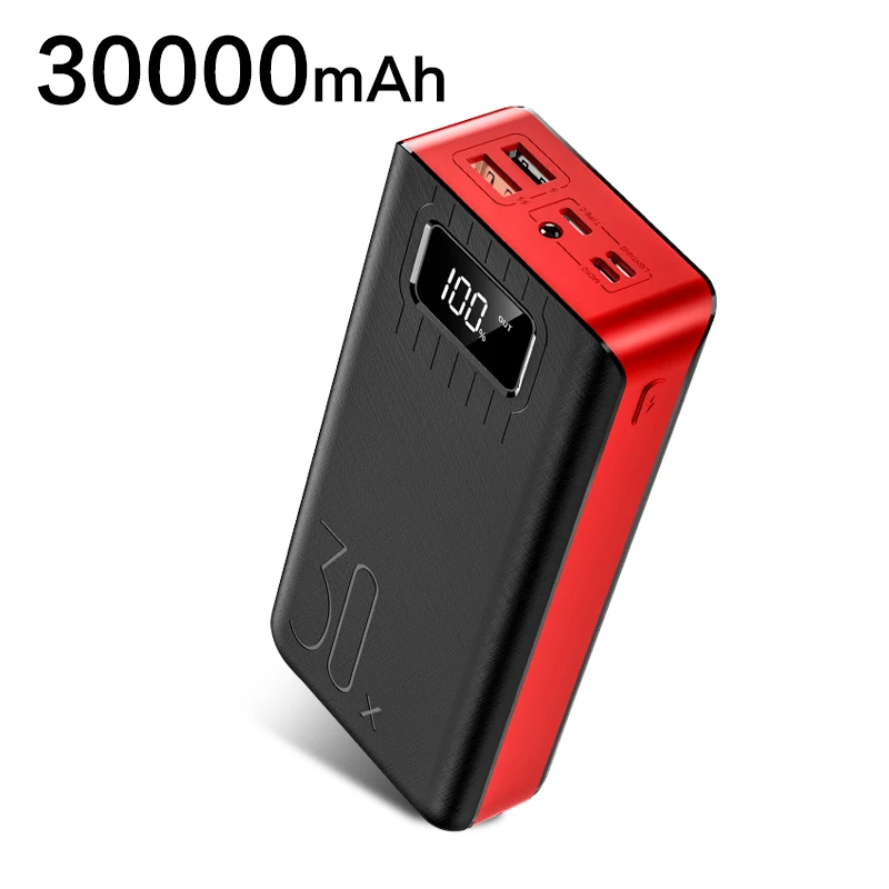 Портативное зарядное устройство 30000 мАч портативное быстрое 2 USB Внешнее для
