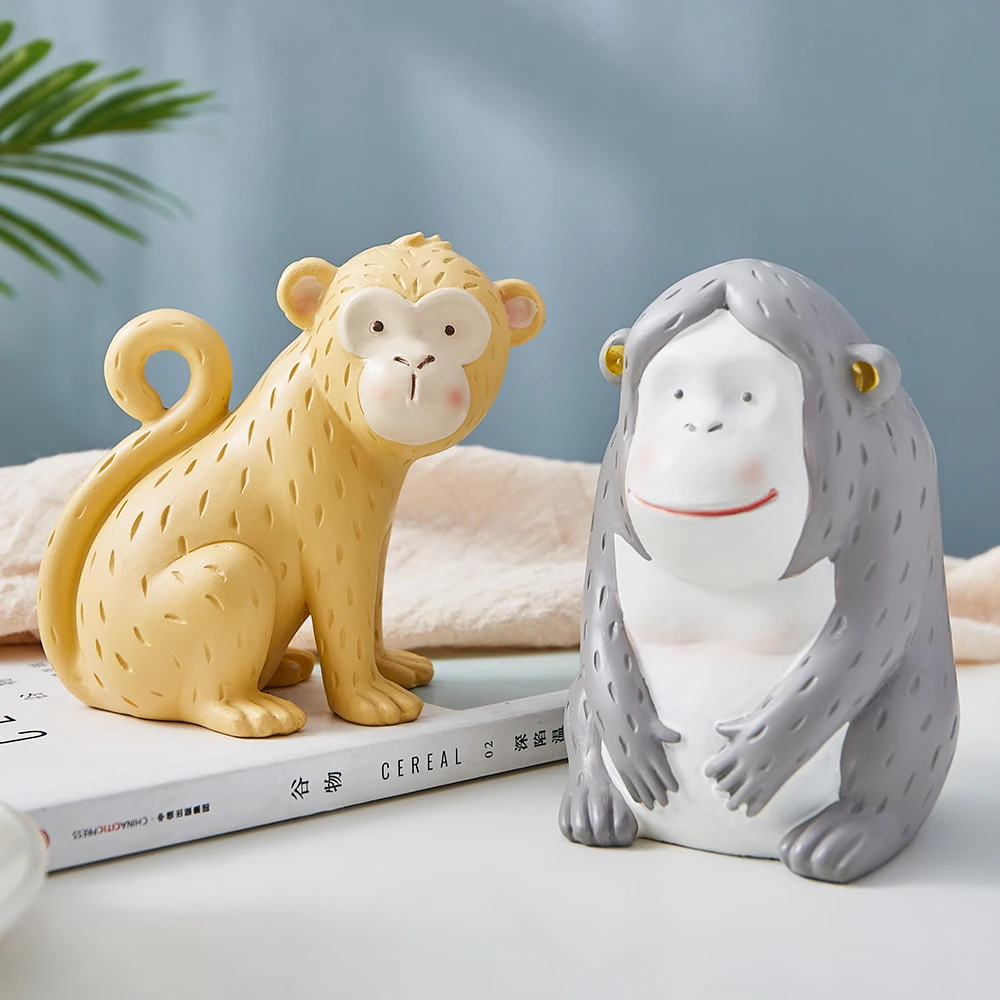 Статуэтка из смолы подарок милая обезьяна статуи животных домашний декоративный