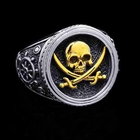 punk fashion motorcycle pirate skull two color ring mens ring steam gothic motorcyclist hip hop party jewelry size us7 12