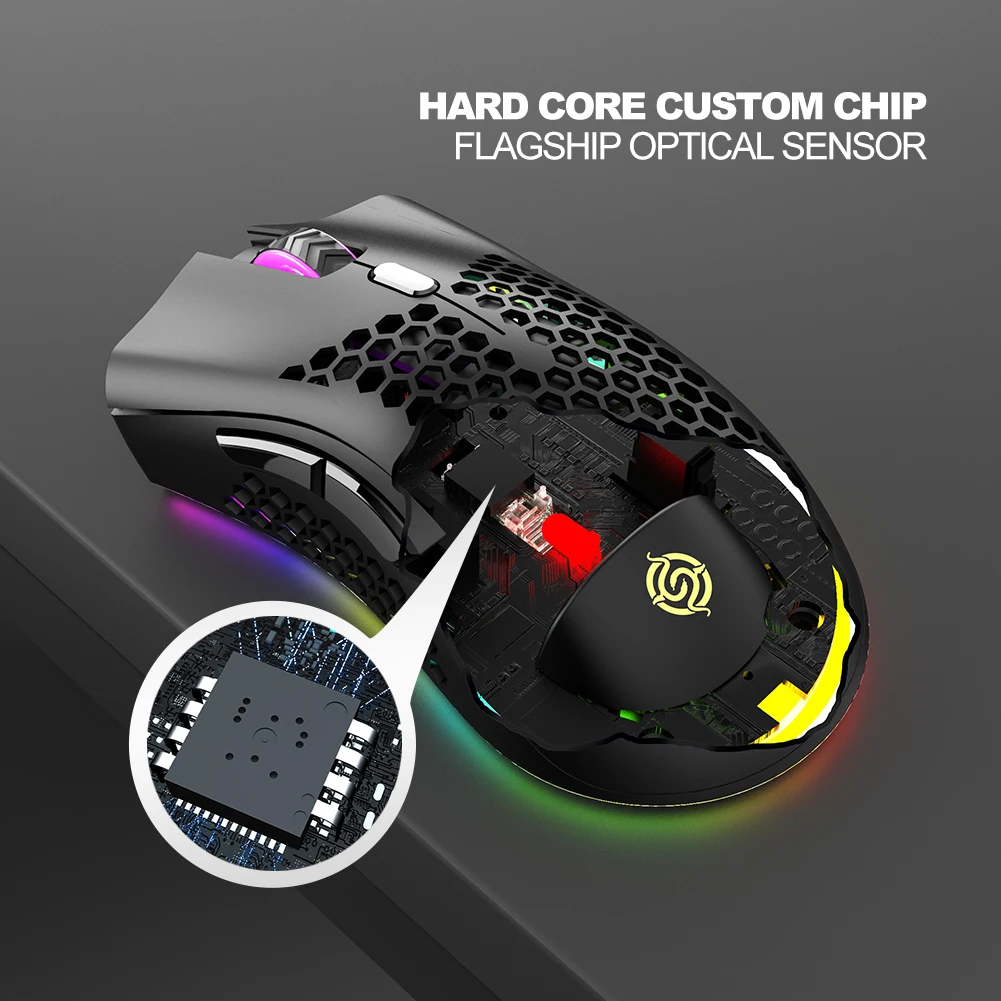 Беспроводная игровая мышь ALLOYSEED BM600 2 4 ГГц 2400DPI регулируемая RGB подсветка сотовая