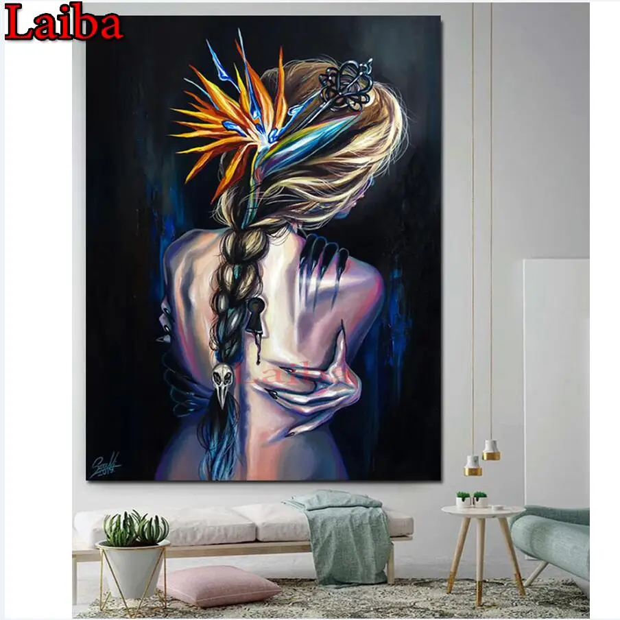 

Алмазная мозаика alloween в Подарок Готический женский череп, полноразмерная, квадратная, круглая, сделай сам, картина на заказ, мозаика, полная вышивка, украшение для дома