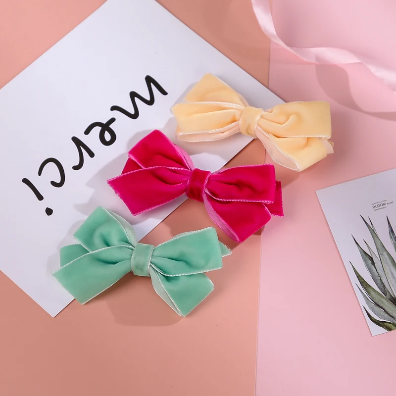 Diademas para ni&ntilde;a, diademas con Clip de primavera, diferentes colores puros, bandas para el pelo encantadoras, ajustables, accesorios para el cabello de moda-0