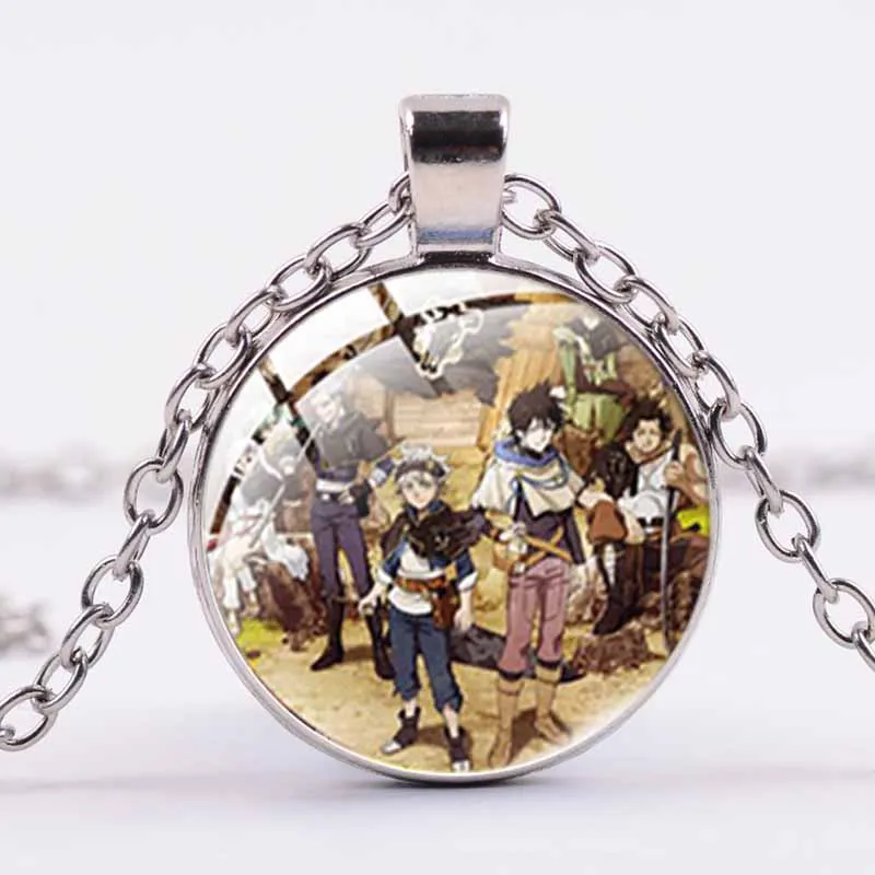 Аниме кулон с черным клевером ювелирные изделия модное женское и мужское круглое