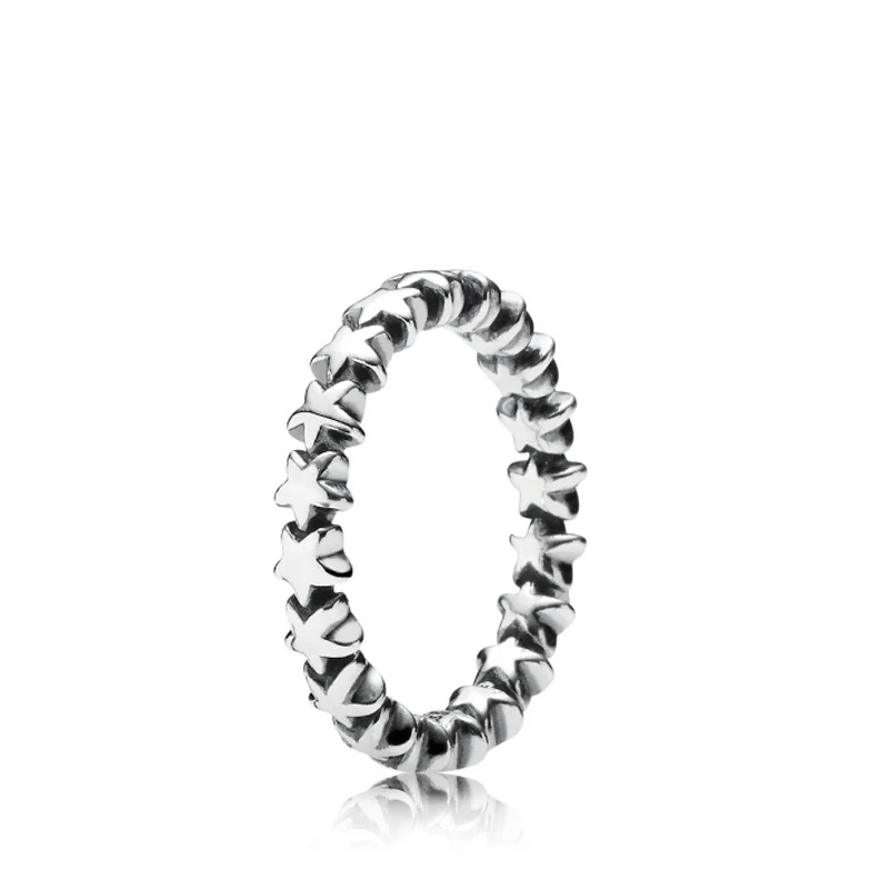 

Silver Color Charms Wedding Ring With Around Shining Stars Diy Open Crystal Ring For Women Jewelry Gift