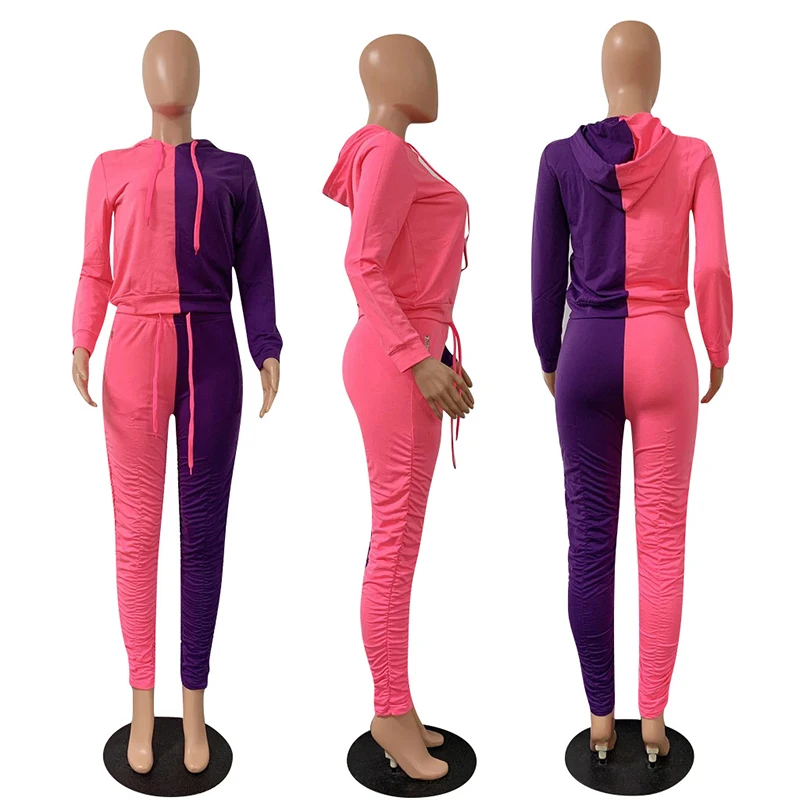 

Tracksuit Women Two Piece Set Fashion Long Sleeve Hoodies Stacked Sweatpants Stretch Fitness Sportswear Wholesale Dropshipping