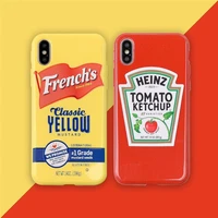 new hot heinz tomato ketchup mustard soft silicon cover cases for iphone 11 pro 7 plus 8 12 mini x xs xr max glitter hone coque