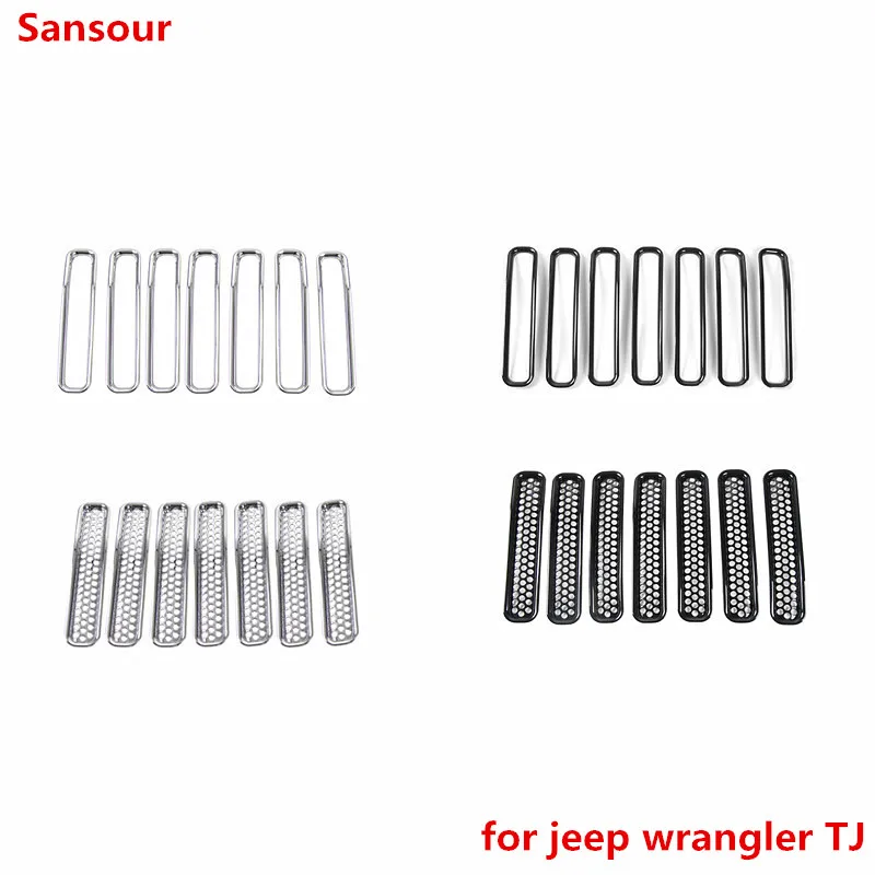 

Sansour For Jeep Wrangler TJ 1997-2006 Mesh Front Insert Grille Cover Trim Car Exterior Decoration ABS Stickers Car Styling