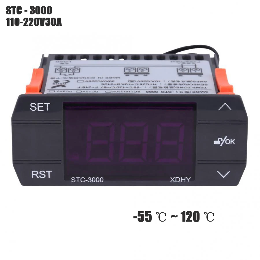 STC 3000 110V 220V сенсорный цифровой регулятор температуры термостат с датчиком (30A)