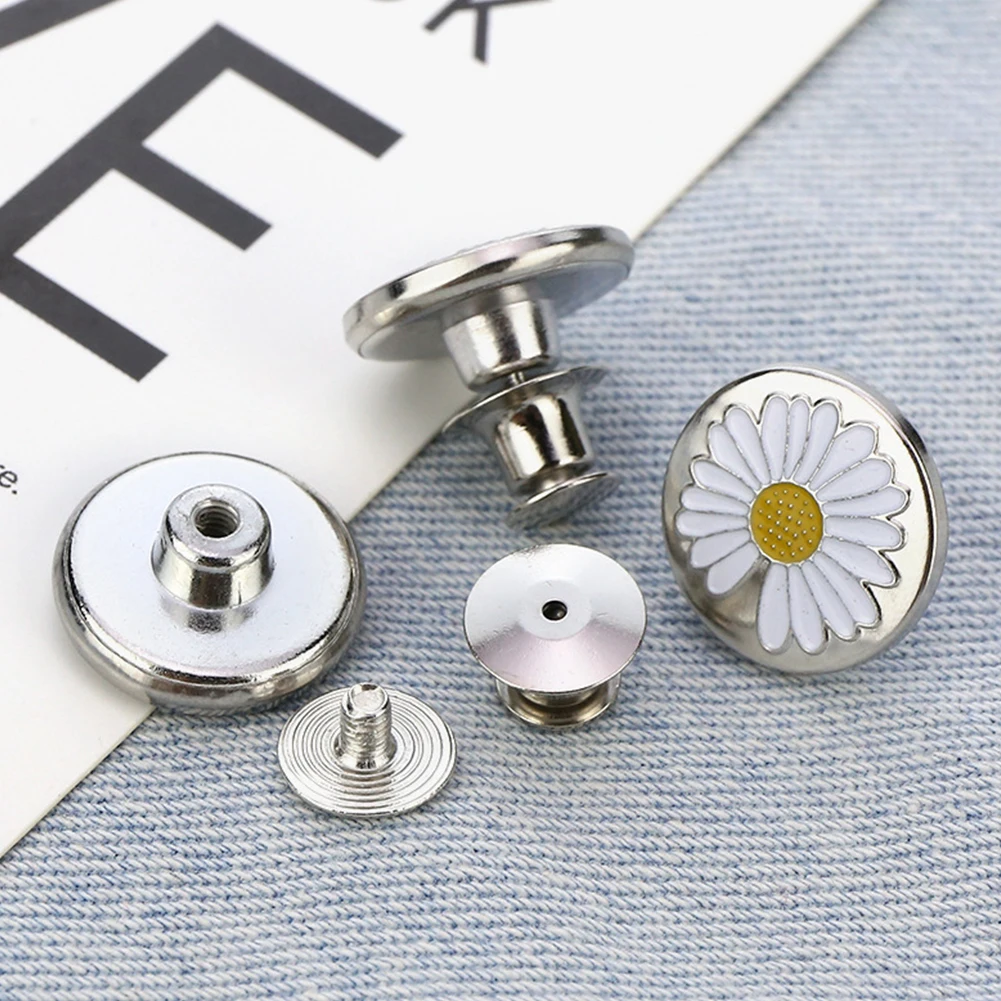 2pcs Little Daisy Buttons For Snap Fastener Clothing Jeans Perfect Fit Waist Metal Sewing DIY Waistband Expander | Дом и сад
