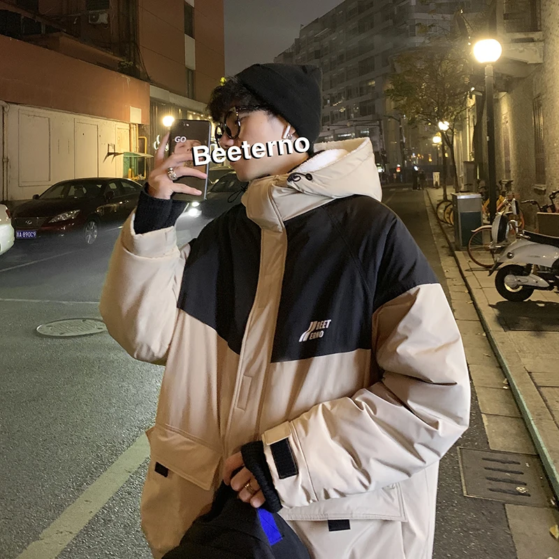 2019 Winter New Trend Large Size Thick Loose Couple Wild Sports Students Hit The Color Lamb Wool Street Casual Cotton Clothing | Мужская