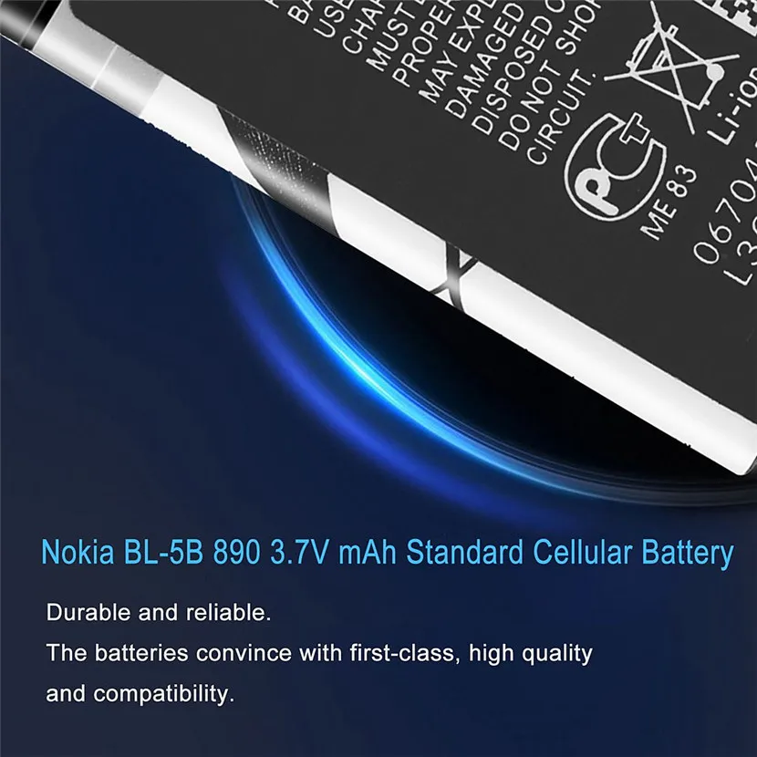 Конкретные 3,7 V 890 мА/ч, BL-5B BL5B Перезаряжаемые Батарея для Nokia N90 3230 5300 5070 6121 6080 универсальный литий-ионный батареи для Nokia