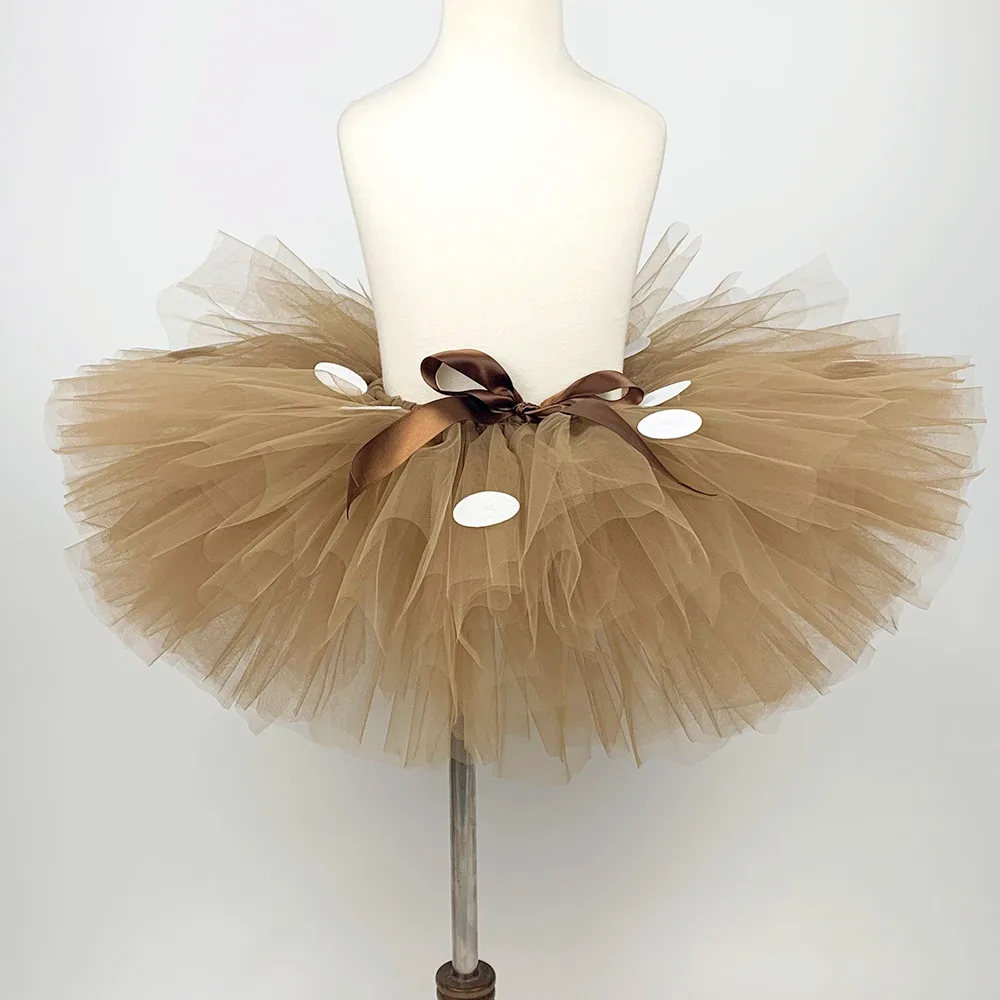 Пышная коричневая юбка-пачка с оленем для девочек детский Рождественский костюм