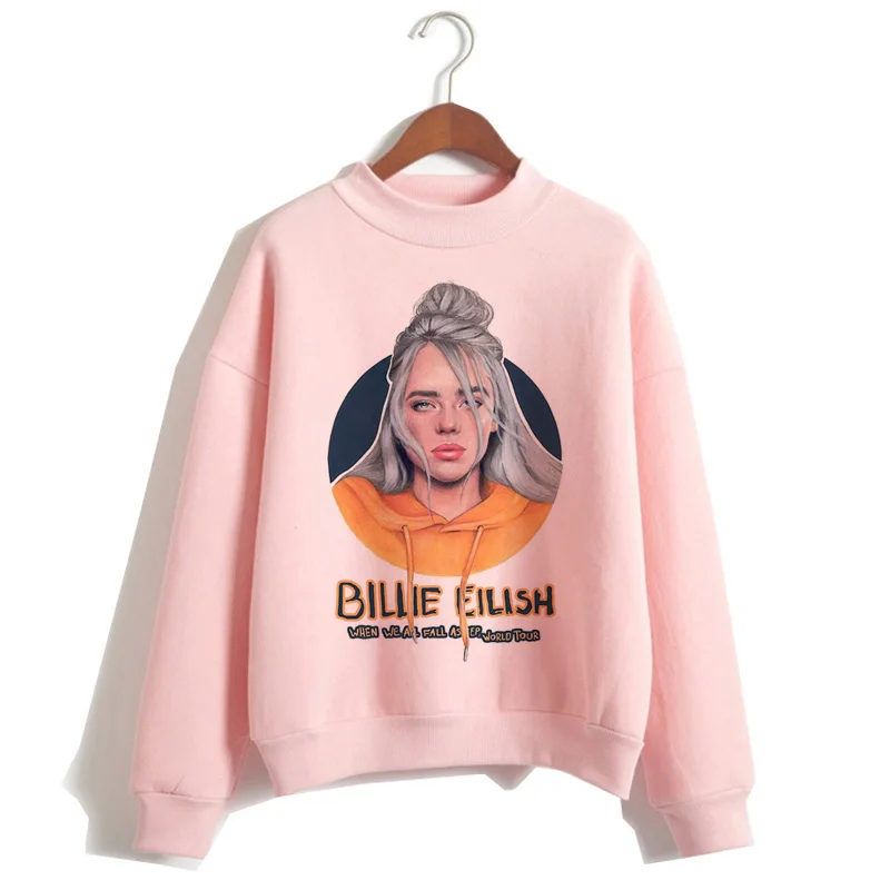 Billie Eilish Женская толстовка с капюшоном большого размера Harajuku хип хоп Kawaii 90 s зимняя
