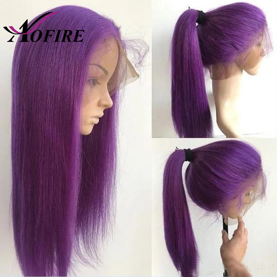 Бразильский Реми фиолетовый цвет прямой парик 13x6 Синтетические волосы на