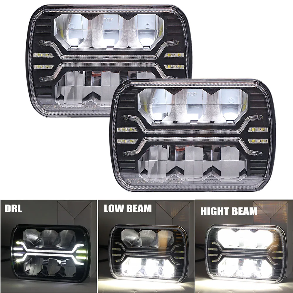 

5X7 7X6 Inch Black LED Headlights For Jeep Wrangler YJ Cherokee XJ Trucks 4X4 Offroad Headlamp Toyota Pickup Toyota MR2 Car lamp
