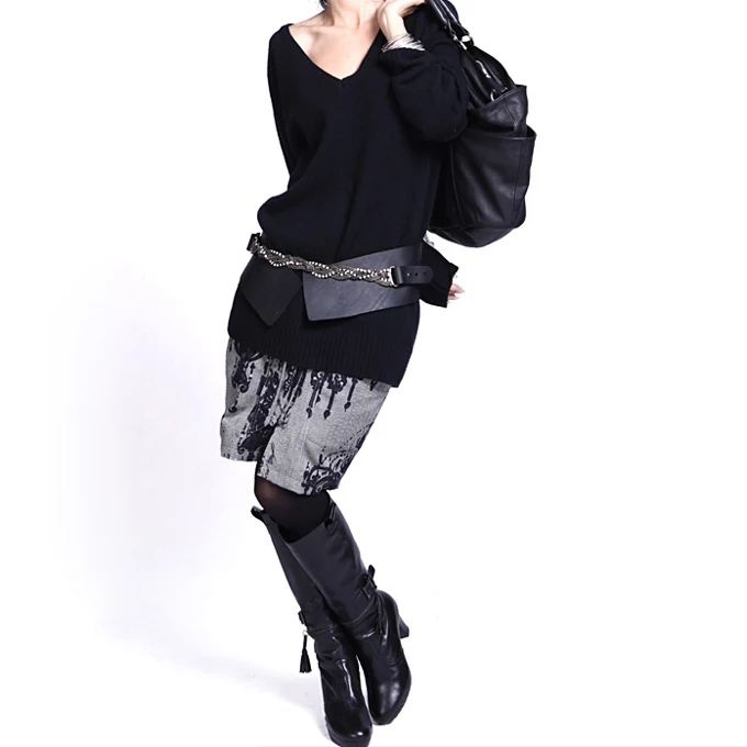 

Men's and women's knitted cardigan women's V-neck Korean loose Pullover