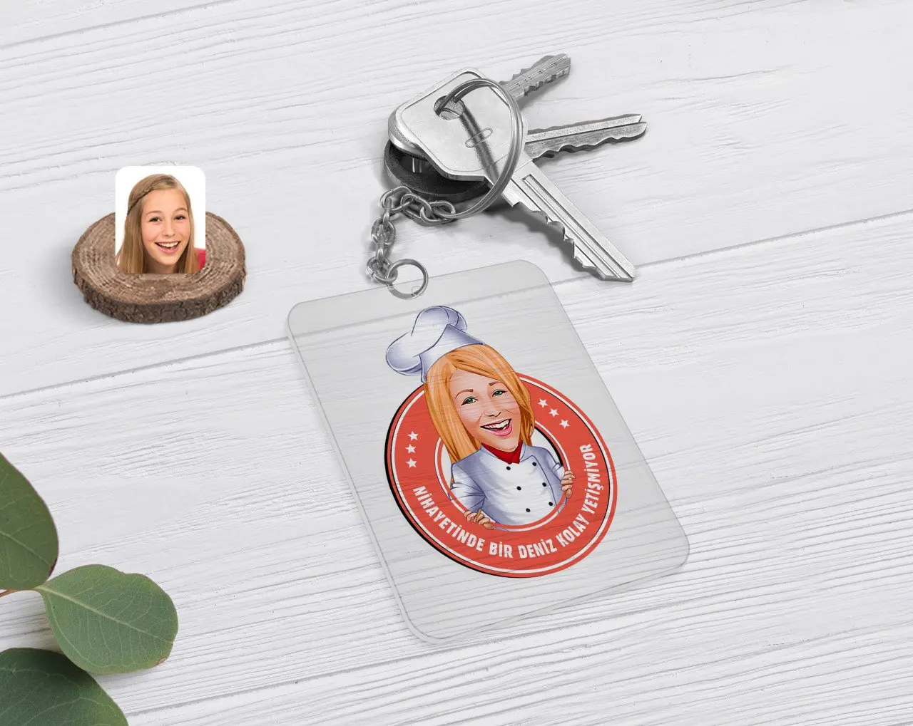 

Personalized A Chef Easy Grow Caricature Of Transparent Plexiglass keychain
