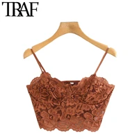 traf women sexy fashion with lace cropped tank top vintage backless adjustable thin strap female camis chic tops
