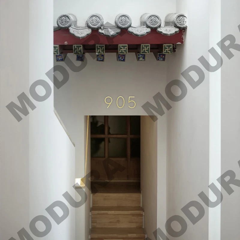 127 мм плавающий современный номер дома атласные латунные двери домашние адресные