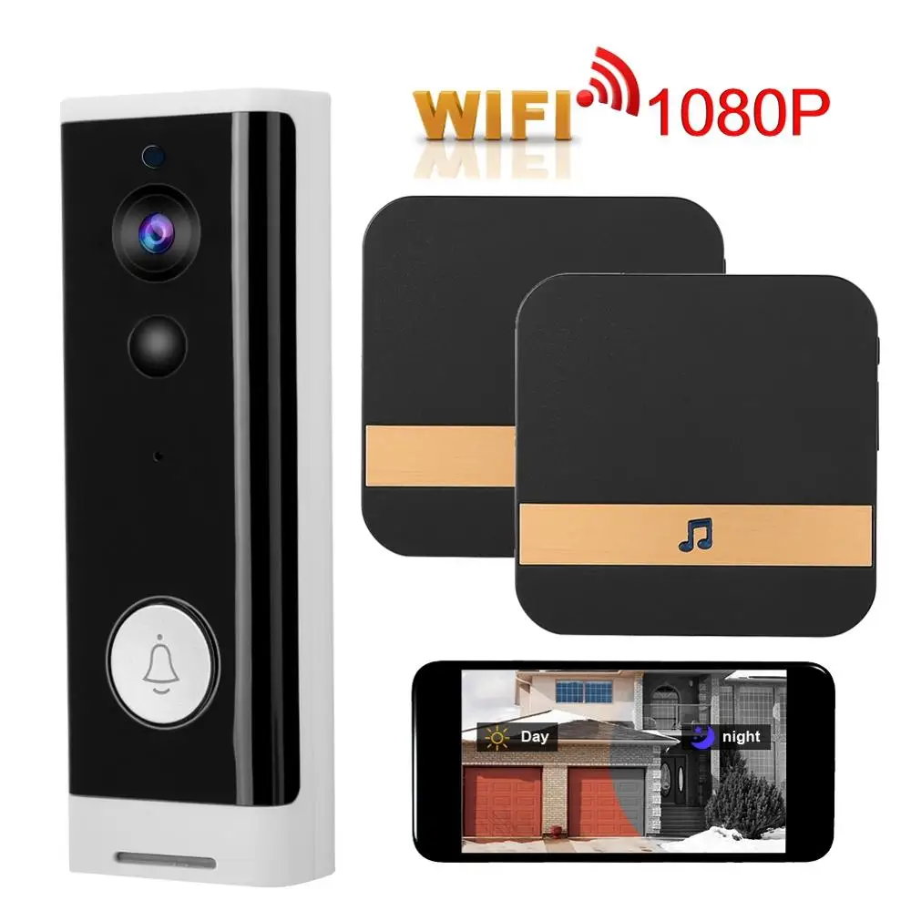 1080P HD беспроводной wifi дверной звонок IR-CUT домофон дверной звонок ночного видения умный видео дверной телефон 90-260 в домашняя система безопасности