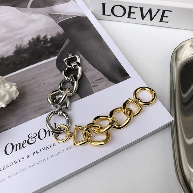 

Ring Bracelet Men and Women the Same Retro Contrast Stitching Bracelet Exaggerated Punk Style Hip Hop Men and Women Jewelry