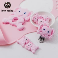 lets make 20pcs pacifier clip silicone smile elephant bpa free food grade cartoon clip nipple chain accessories diy