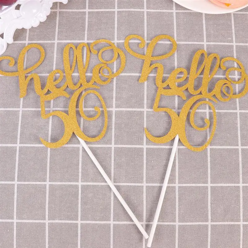 6 шт. украшение для торта креативный день рождения Hello 50 блестящая бумага десерт