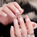 Накладные ногти, 24 шт.компл., с принтом свежих цветов, искусственные ногти для дизайна, розовые, красные, синие, накладные ногти с клеем, Типсы для ногтей 11,11