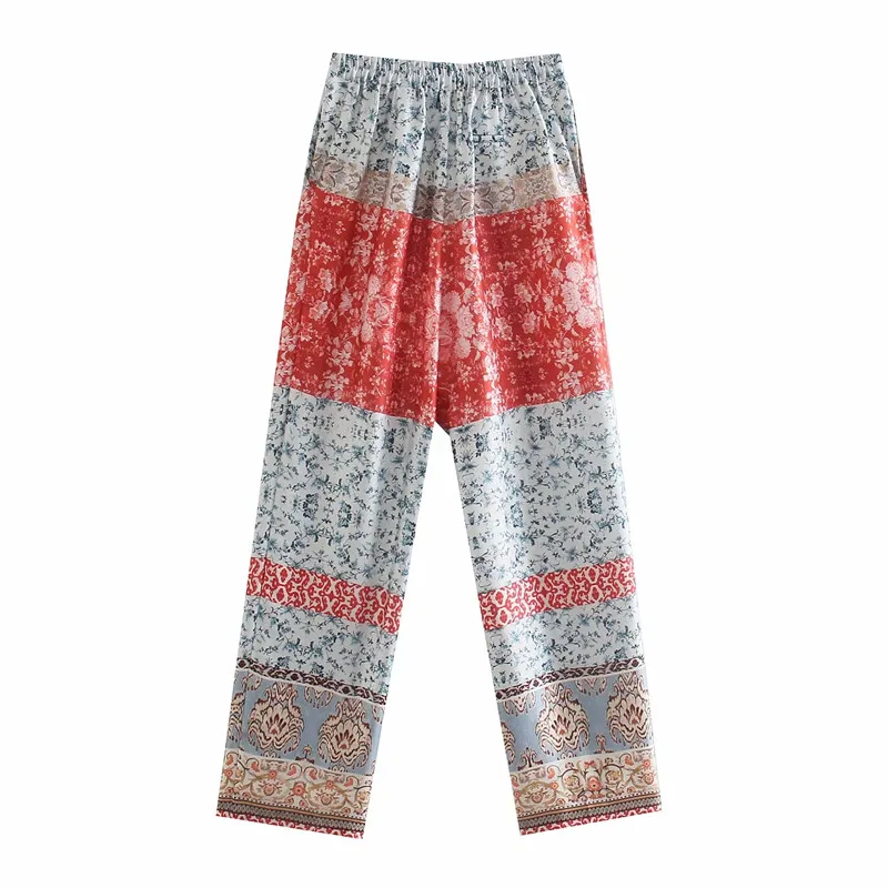 

TRAF Za 2021 Kimono Woman Summer Patchwork Print Beach Kimono Women Blouse Vintage Belt Japanese Style Streetwear Ladies Tops