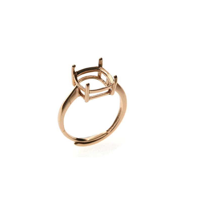 Rose Gold 5-15 мм, розовое золото, серебро, квадратные драгоценные камни, CZ камень, установка зубца, серебро 925 пробы, ободок, лоток, сделай сам, регулируемые кольца, настройки 1294106 - Цвет: Rose Gold