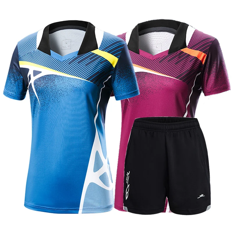 

Hot new badminton suit men's and women's short sleeves + shorts tennis shirt table tennis suit free shipping