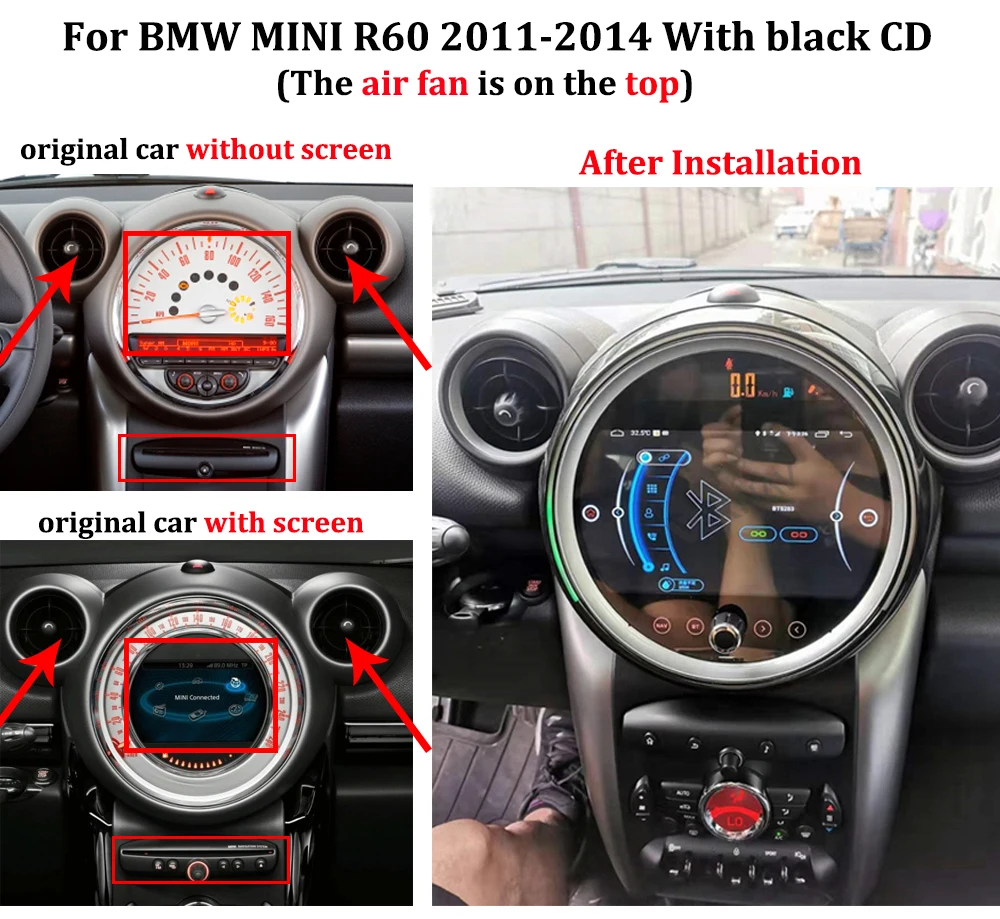 for BMW Mini Cooper R56 R60 Android Car Radio  DVD Multimedia Player Car Stereo 2007-2014 GPS Navigation Carplay touch screen