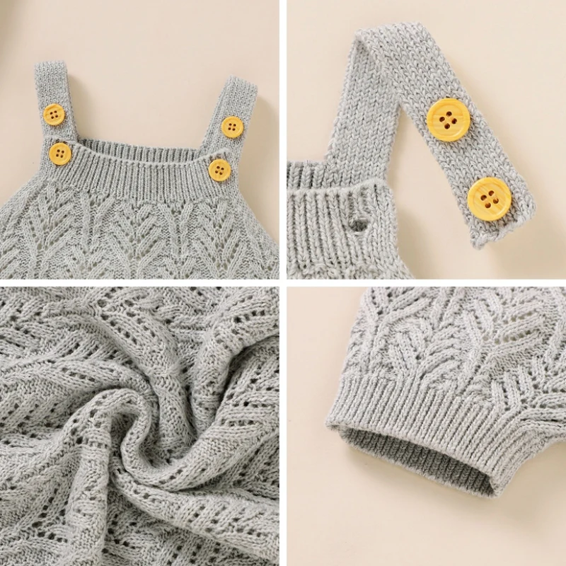 

Baywell Autumn Newborn Baby Knitting Clothes Suit Sleeveless Solid Romper+Hat Infant Boys Girls Adorable Clothing Set
