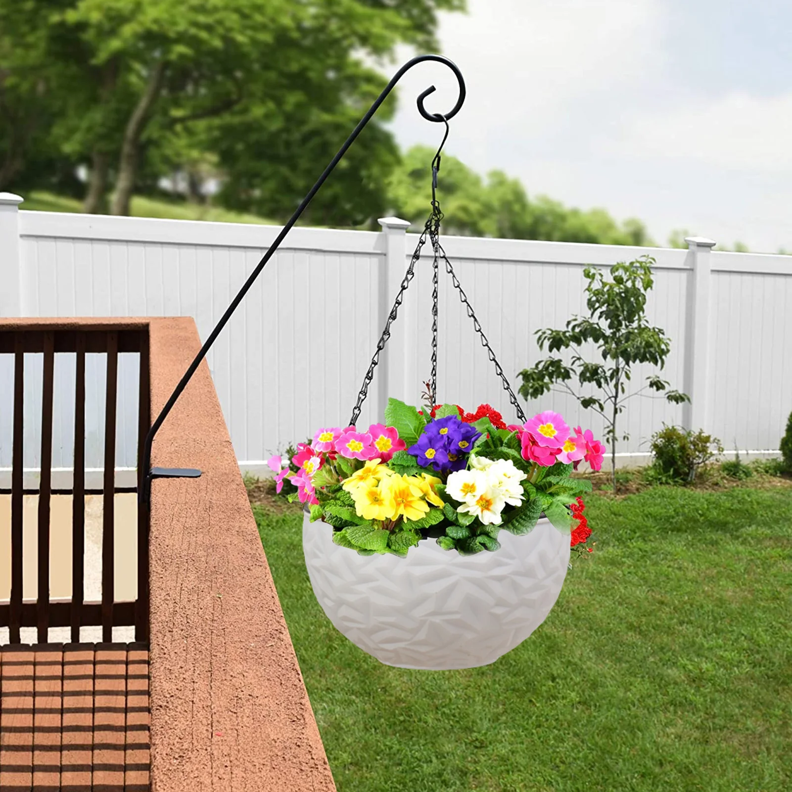 

Round Plastic Hanging Basket Flower Pot With Chain Drain Hole 2-layer Garden Plant Chain Planters Decoration Hanging Planter