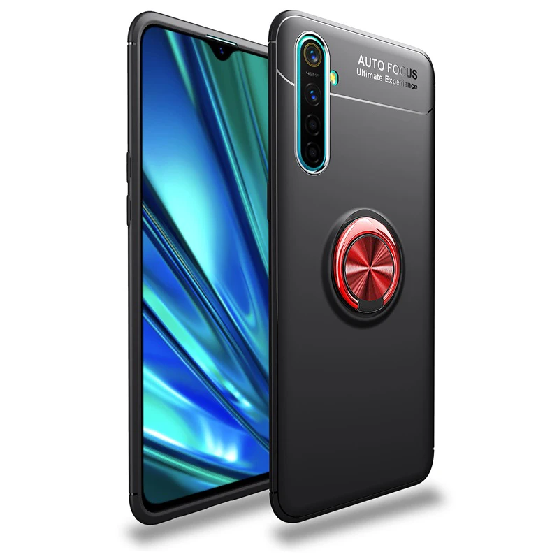 Black Red Чехол для телефона OPPO Realme XT X2, кольцо-держатель для пальца, броня, задняя крышка для OPPO Realme XT X2 K5, мягкий силиконовый матовый ударопрочный корпус - Цвет: Black Red